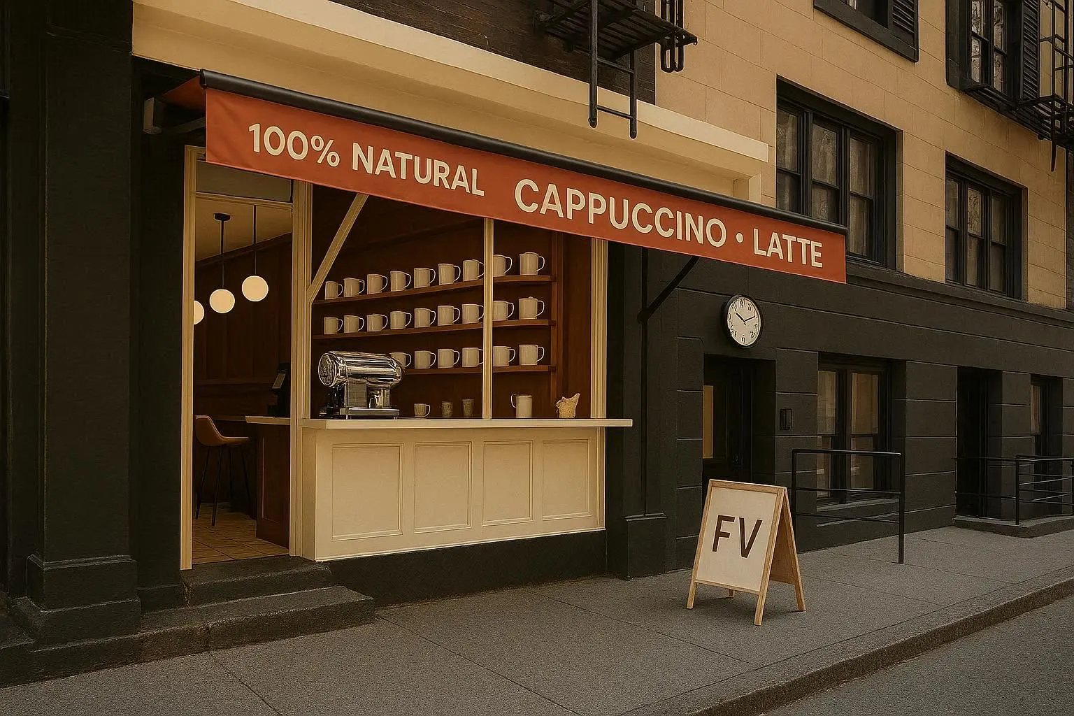 Exterior view of our coffee shop